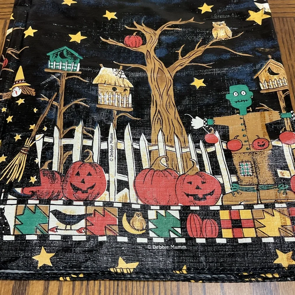 Debbie Mumm Spooky Halloween Tablecloth with Pumpkins 🎃 Cats 🐈‍⬛ Owls 🦉Stars